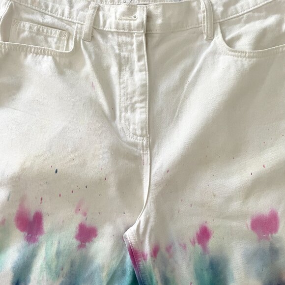 Custom Tie-Dye Free Speech Shorts – Size 8 – Upcycled Summer Denim - Picture 4 of 12